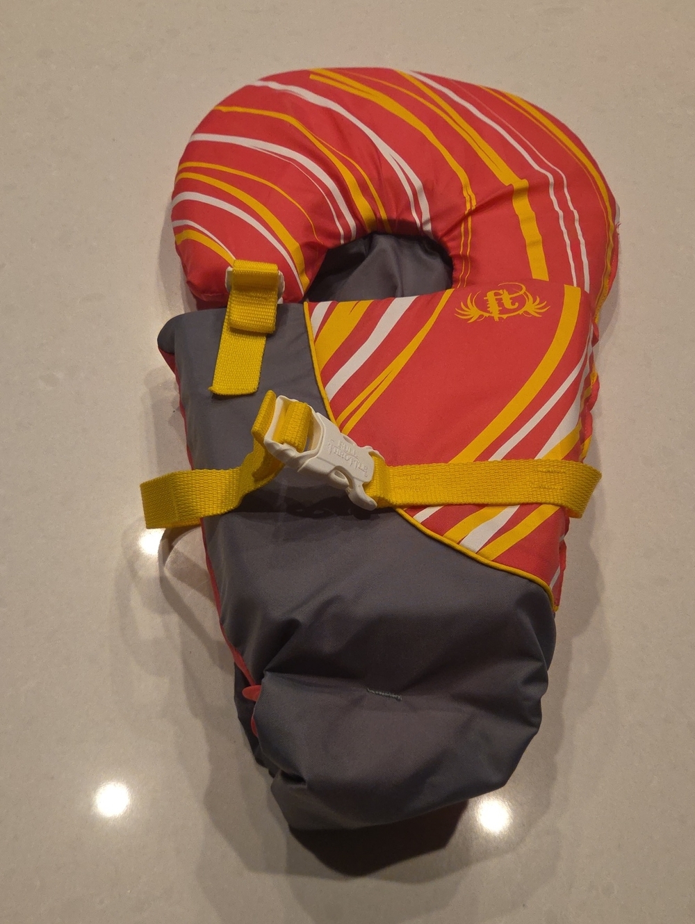 Full Throttle Infant Life Vest. White Buckle with Yellow Strap